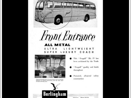 Burlingham Seagull Mk IV Coach. Original Vintage Advert From April, 1955. Online