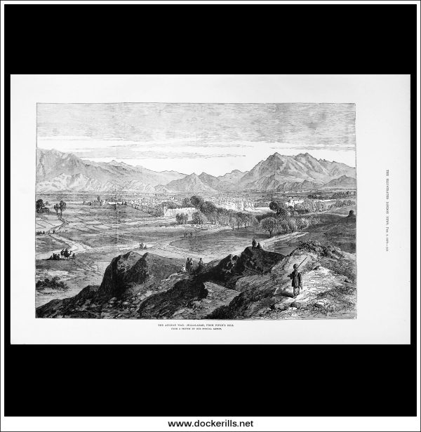 The Afghan War: Jellalabad From Piper s Hill. Antique Print, Wood Engraving, The Illustrated London News Full Page, February 1st, 1879. Online