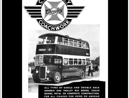 Crossley Coachwork Coach Bus Trolleybus. Original Vintage Advert From February, 1954. Online Sale