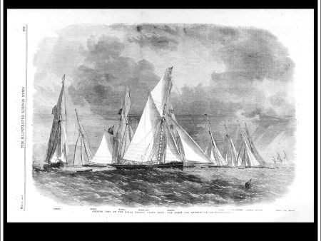 Opening Trip Of The Royal Thames Yacht Club: The Fleet Off Greenhithe. Antique Print, Wood Engraving, The Illustrated London News Full Page, May 25th, 1861. Hot on Sale