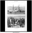 The Zulu War, The Steamship  Dublin Castle  off Gravesend   Embarkation Of The 60th Rifles. Antique Print, Wood Engraving, The Graphic Full Page, March 1st, 1879. Online Hot Sale