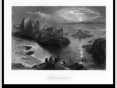 Ballyshannon, Co. Donegal, Ireland. Antique Print, Steel Engraving c. 1840. For Cheap