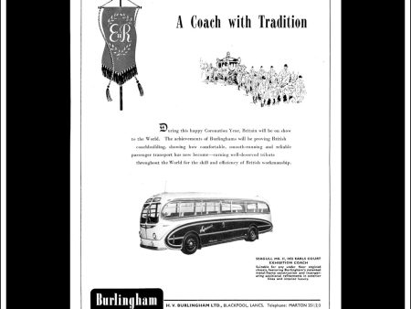 Burlingham Seagull Mk II Coach. Original Vintage Advert From February, 1953. Fashion