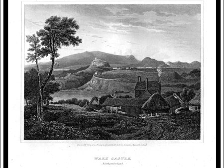 Wark Castle, Northumberland, England. Antique Print, Copper Plate Engraving 1815 Fashion