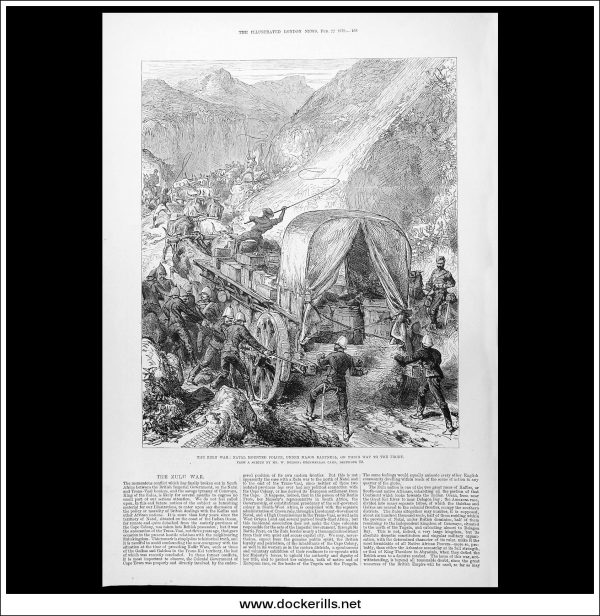 The Zulu War: Natal Mounted Police, Under Major Dartnell, On Their Way To The Front. Antique Print, Wood Engraving, The London Illustrated News Full Page, February 22nd, 1879. Supply