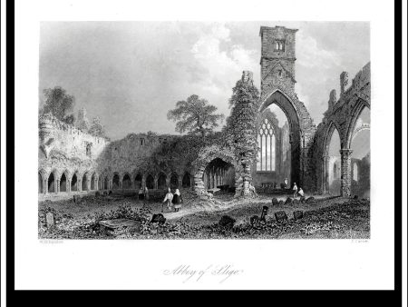 Abbey Of Sligo, Co. Sligo, Ireland. Antique Print, Steel Engraving c. 1840. Discount