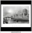 The Four Courts, Dublin, Co. Dublin, Ireland. Antique Print, Steel Engraving c. 1840. Sale