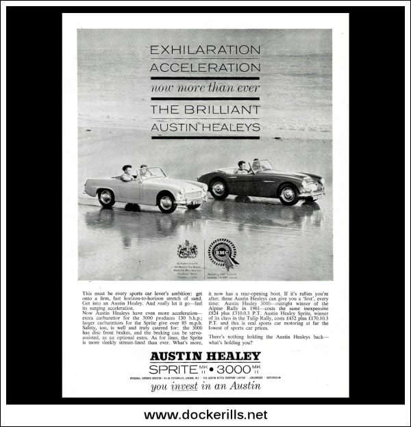 Austin Healey Sprite Mk II & 3000 Mk II. Original Vintage Advert From May 1962. Online now