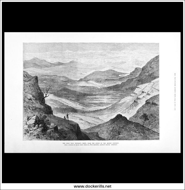 The Zulu War: Rourke s Drift, Near The Scene Of The Recent Conflict. Antique Print, Wood Engraving, The London Illustrated News Full Page, February 22nd, 1879. For Cheap