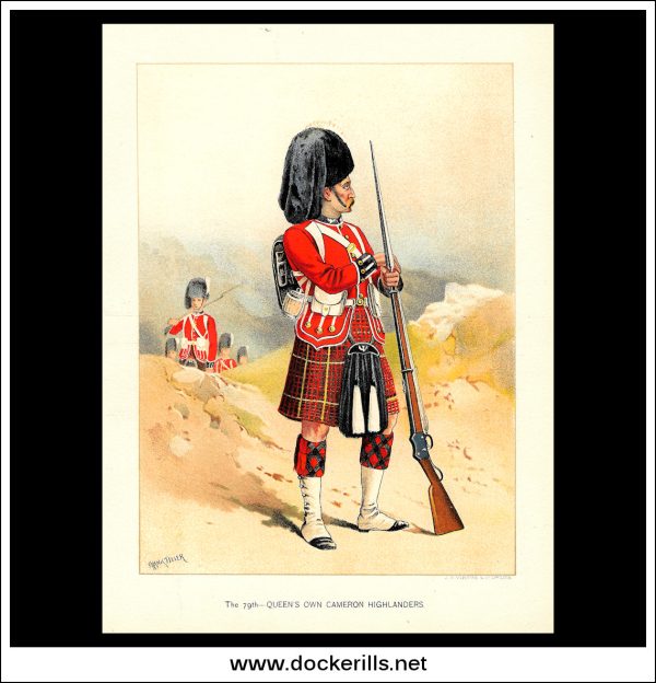 The 79th Queens s Own Cameron Highlanders, Her Majesty s Army. Antique Print c. 1890. Online now