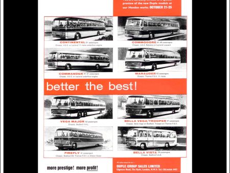 Duple Coach Range. Original Vintage Advert From October, 1963. Online Sale