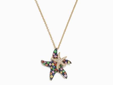 Watercolors 14K Gold Sapphire & Diamond Starfish Pendant, 1.27 TCW on Sale