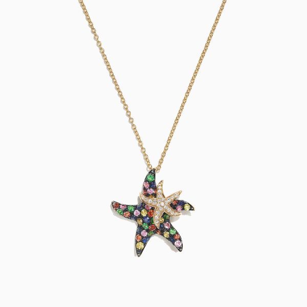 Watercolors 14K Gold Sapphire & Diamond Starfish Pendant, 1.27 TCW on Sale