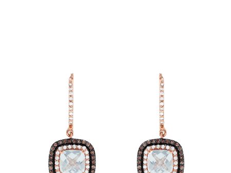 14K Rose Gold Aquamarine and Diamond Drop Earrings, 2.18 TCW For Sale