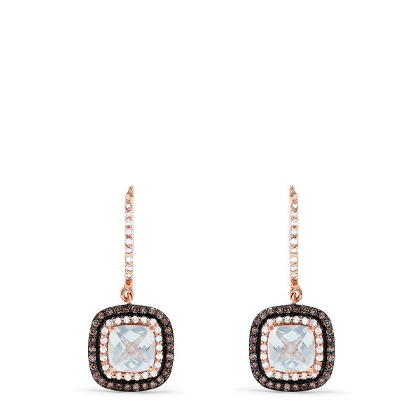 14K Rose Gold Aquamarine and Diamond Drop Earrings, 2.18 TCW For Sale