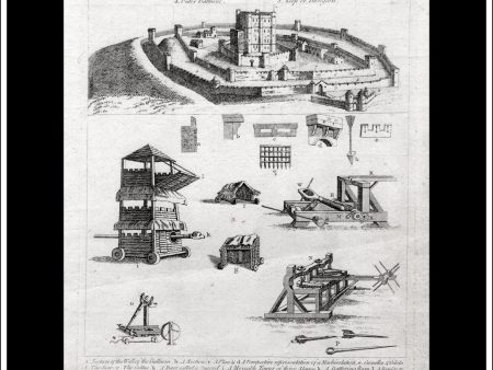 Plan Of Dunnington Castle (With Siege Machines etc), Berkshire, England. Antique Print, Copper Plate Engraving c. 1790. Discount