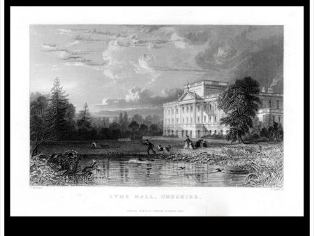 Lyme Hall, Cheshire, England. Antique Print, Steel Engraving 1837. For Sale