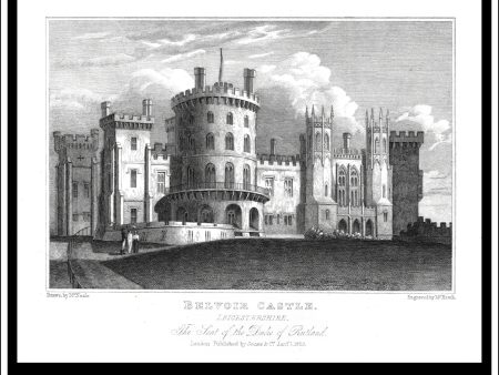 Belvoir Castle, Leicestershire, England. Antique Print, Steel Engraving 1829. Sale