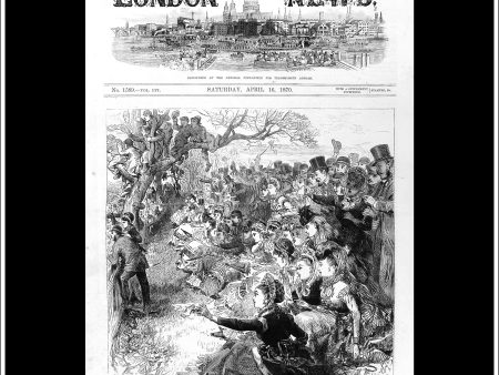 The Universities Boat-Race:  Well Done Light Blues . Antique Print, Wood Engraving, The Illustrated London News Front Page, April 16th, 1870. Online Hot Sale