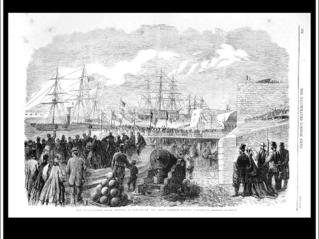 The International Naval Festival At Portsmouth The Reine Hortense Leaving Portsmouth Harbour. Antique Print, Wood Engraving, The Illustrated London News Full Page, September 16th, 1865. Online Hot Sale