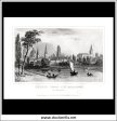 Oxford From The Meadows, Oxfordshire, England. Antique Print, Steel Engraving c. 1846. Online