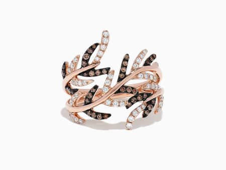 14K Rose Gold Espresso and White Diamond Ring, 0.62 TCW For Sale