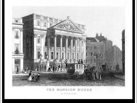 The Mansion House, London, Middlesex, England. Antique Print, Steel Engraving c. 1846. on Sale