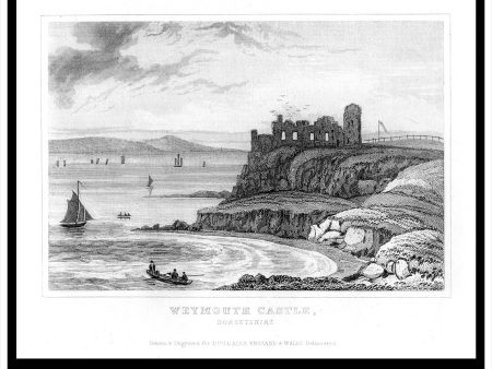 Weymouth Castle, Dorsetshire, England. Antique Print, Steel Engraving c. 1846. Sale