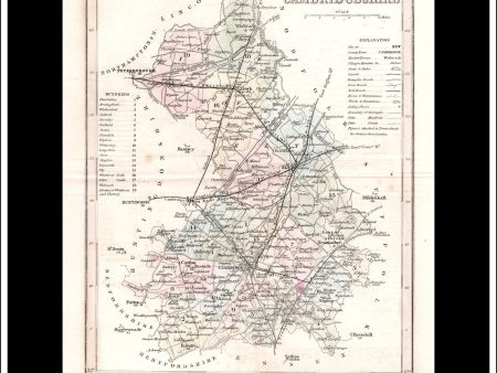 Map Of Cambridgeshire, England. Antique Print, Steel Engraving c. 1846. Supply