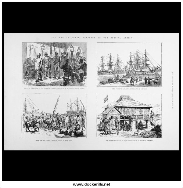 The War In Egypt: Sketches By Our Special Artist. Antique Print, Wood Engraving, The Illustrated London News Full Page, September 2nd, 1882. Online now