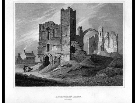 Lindisfarn Abbey, West Front, Northumberland, England. Antique Print, Copper Plate Engraving 1815 Online Sale