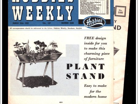 Hobbies Weekly Magazine, Vol. 127, No. 3308, March 25th, 1959. With Plan For A Plant Stand. Online Sale