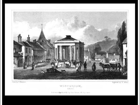 Westerham, Kent, England. Antique Print, Steel Engraving 1832. Fashion