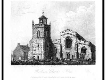 Wooburn   Woburn Church, Bedfordshire, England. Antique Print, Copper Plate Engraving 1818. Sale