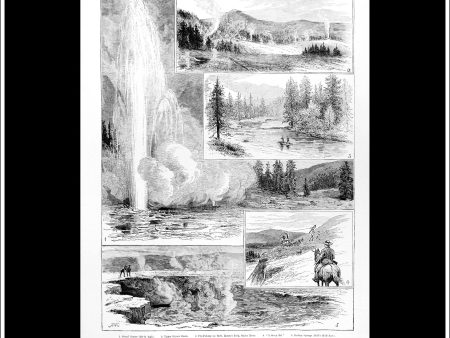 Sketches In The Yellowstone Park Of North America. Antique Print, Wood Engraving, The Illustrated London News Full Page, November 10th, 1883. Online