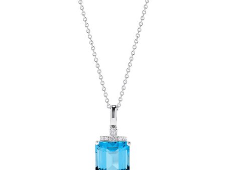 14K White Gold Topaz and Diamond Pendant, 8.48 TCW Cheap