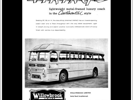 Willowbrook Viking Coach. Original Vintage Advert From February, 1958. Online Hot Sale