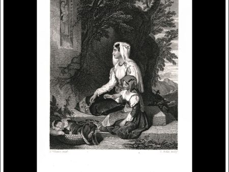 The Shrine, R. Williams, Antique Print, Steel Engraving c. 1870. Online now