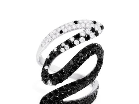 14K White Gold Black and White Diamond Ring, 2.05 Online now