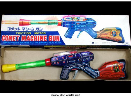 Comet Machine Gun. Vintage Tin Plate Toy Space Ray Gun, Yoshiya, Japan. Supply