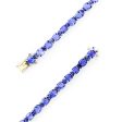 Sterling Silver with 14K Gold Lock Tanzanite Tennis Bracelet, 20.00 TCW Sale