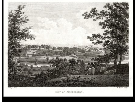 View Of Manchester, Lancashire, England. Antique Print, Copper Plate Engraving 1793. on Sale