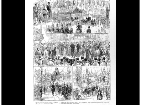 The Prince And Princess Of Wales At Bradford. Antique Print, Wood Engraving, The Illustrated London News Full Page, July 1st, 1882. on Sale