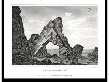 Rocks Near Banff, Banffshire, Scotland. Antique Print, Copper Plate Engraving 1807. For Discount