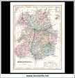 Map Of Shropshire, England. Antique Print, Steel Engraving c. 1846. Online now