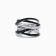 14K White Gold Black and White Diamond Ring, 0.74 TCW For Cheap