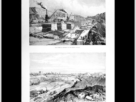 The Manchester Ship Canal. Antique Print, Wood Engraving, The Illustrated London News Full Page, August 10th, 1889. Cheap