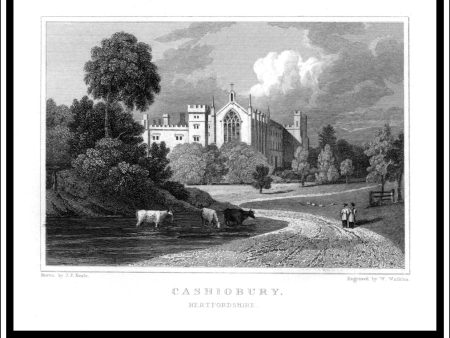 Cashiobury, Hertfordshire, England. Antique Print, Steel Engraving c. 1830. on Sale