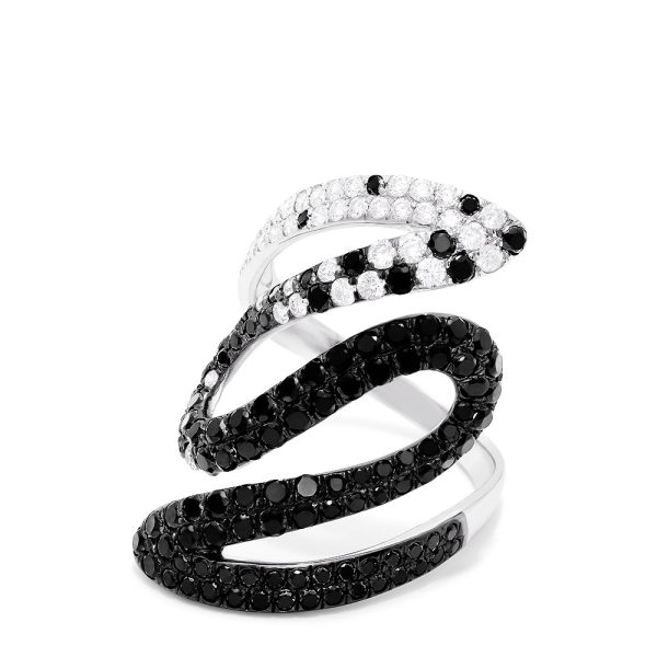 14K White Gold Black and White Diamond Ring, 2.05 Online now