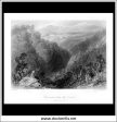 Powerscout From The Dargle, Co. Wicklow, Ireland. Antique Print, Steel Engraving c. 1840. Fashion